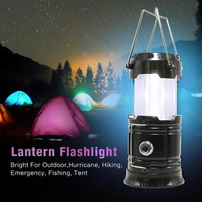 3 Lighting Modes Camping Lamp Solar Powered Flashlight Portable Tent Lamp Rechargeable Lantern Night Light For Outdoor Hiking